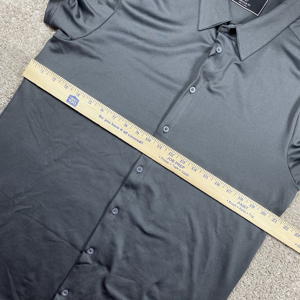 NEW BYLT Premium Basics Mens Large Executive Fit Gray Stretch SS Button Up NWT - Picture 6 of 8